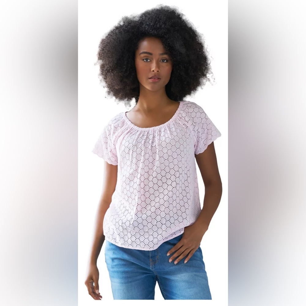 Ellos Eyelet Peasant-style Blouse NWOT